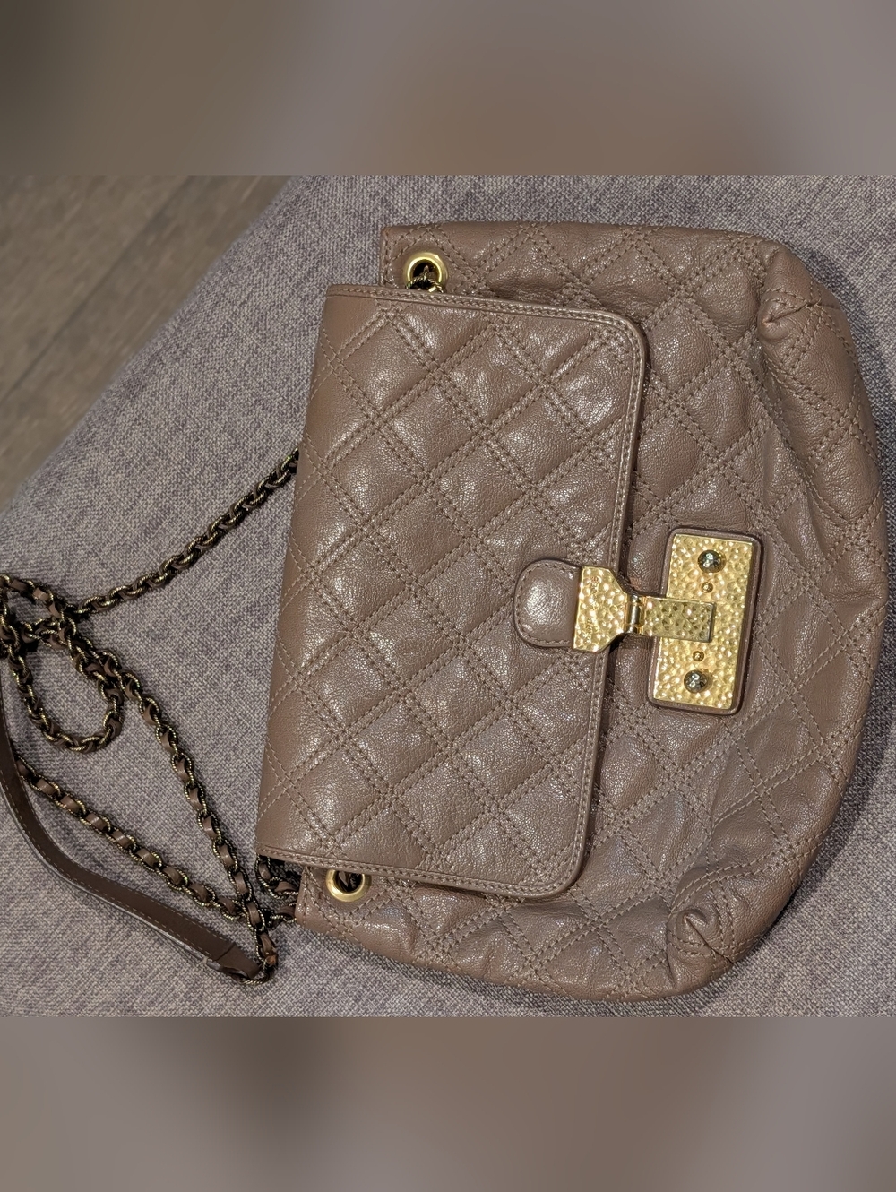 Vintage Marc Jacobs - Quilted Leather Chain Shoulder Bag - Taupe